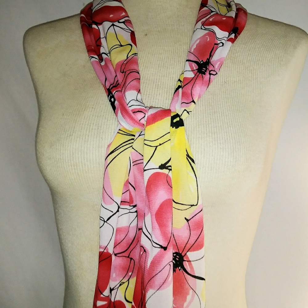 Red White And Yellow Floral Scarf
